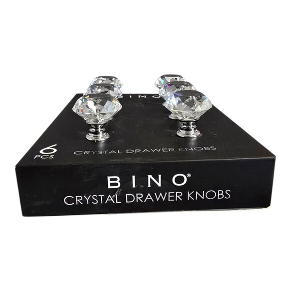 NEW BINO Sparkly Faceted Crystal Drawer Door Knob Pull Set 6 Pieces 1.125" Dia - Picture 6 of 6